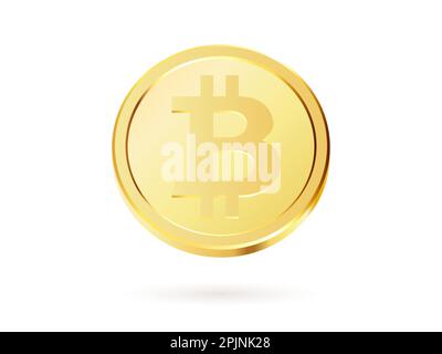 Goldene Bitmünzen. Goldenes Kryptowährungs-Kryptogeld, Geld. 3D Bitmünze. Vektordarstellung. Stock Vektor