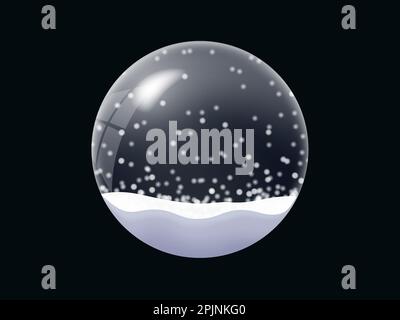 Weihnachtskugel aus Glas in realistischem Stil. Weihnachtskugel mit Schneeflocken im Inneren. Transparenter weihnachtsball. Vektorgrafik Stock Vektor