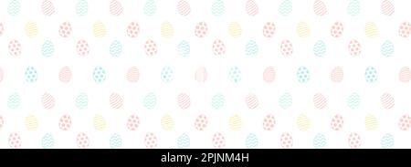 Farbenfrohe ostern Nahtloses Muster. Eier mit Mustern wie Streifen, Tupfen, Blumen. Rosa, grün, blau, gelbes ostermuster oder Hintergrund. Vektor Stock Vektor