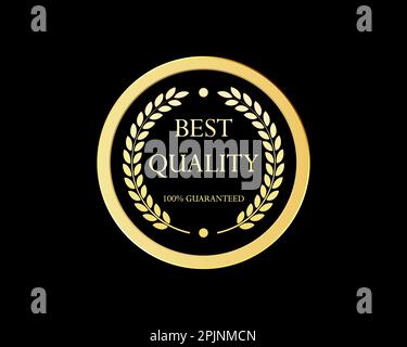 Gold Lorbeerkranz oder Preisträger Kranz als Auszeichnung, Band. Laurel verlässt als Premium-Qualitätslabel. Etikett in Premium-Qualität des Produkts, Etikett. Gold Laureate Stock Vektor