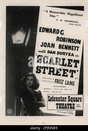 EDWARD G. ROBINSON JOAN BENNETT und DAN DURYEA in SCARLET STREET 1945 Regisseur FRITZ LANG Drehbuch Dudley Nichols Musik Hans J. Salter Fritz lang Productions / Diana Production Company / Universal Pictures Stockfoto