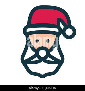 Gesicht des weihnachtsmannes. Santa-Linie-Symbol. Vektorgrafik Stock Vektor