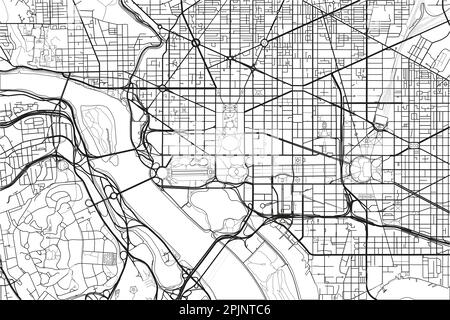 Schwarzweißer Vektor-Stadtplan von Washington D.C. mit gut organisierten getrennten Schichten. Stock Vektor