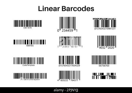 Satz linearer Barcodes. Codes auf isoliertem Hintergrund. Vektorgrafik Stock Vektor