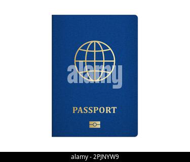 Internationaler Reisepass mit blauer Abdeckung. Realistische E-Passport-Vorlage. Vektordarstellung Stock Vektor