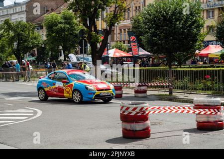 Marosvasarhely/Transsilvanien - 23. Juni 2018: Ford Puma tritt während der Super Rally Trofeul Targu Mures auf. Stockfoto