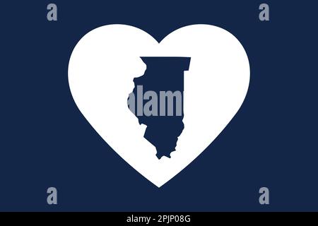 US-amerikanischer Staat in der Herzform. Illinois. Patriotisches Herzsymbol. Liebe Amerika Symbol. Vektorgrafik Stock Vektor