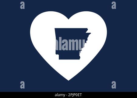US-amerikanischer Staat in der Herzform. Arkansas. Patriotisches Herzsymbol. Liebe Amerika Symbol. Vektorgrafik Stock Vektor