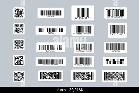 Satz von QR-Codes, linearen Codes. Aufkleber auf isoliertem Hintergrund. Vektordarstellung Stock Vektor