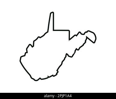Karte des Bundesstaats West Virginia. KARTE des US-Bundesstaates. Umrisssymbol in West Virginia. Vektordarstellung Stock Vektor