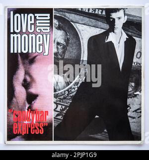 Bildcover der 1986 erschienenen 7-Zoll-Single-Version von Candybar Express by Love and Money Stockfoto