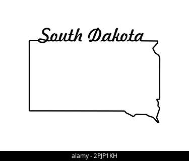 State-Karte von South Dakota. US-Bundeslandkarte. South Dakota Umrisssymbol. Retro-Typografie. Vektorgrafik Stock Vektor