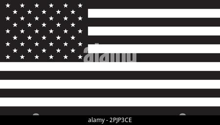 US-Nationalflagge. Amerikanische Flagge. Schwarz-Weiß-Farben. USA Patriotisches Symbol. Vektor Stock Vektor