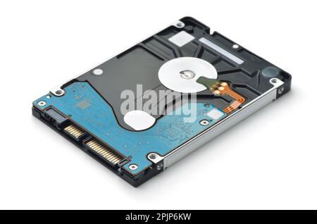 Interne 2,5-Zoll-Laptop-Festplatte isoliert auf weiß Stockfoto