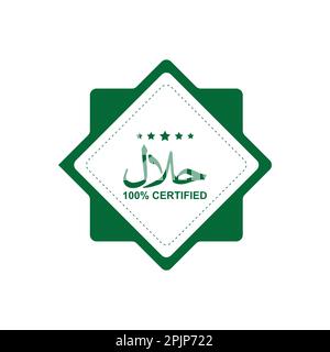 Halal-Logo-Vektor. Lebensmitteletikett für die Anwendung. Halal-Essensemblem. Unverkennbares Design. Zertifikatmarken. Etikett für Ernährung von Lebensmittelprodukten für App und Stock Vektor