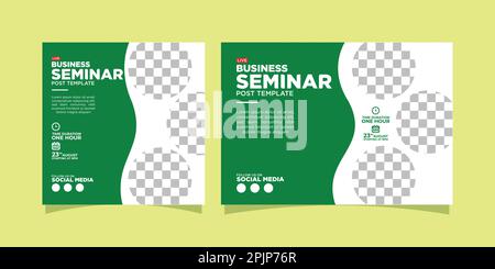 Vorlage für soziale Medien in Unternehmen, quadratisch und rechteckig mit Flächen zum Platzieren von Bildern Live-Event Seminar Post einfach und elementar Stock Vektor