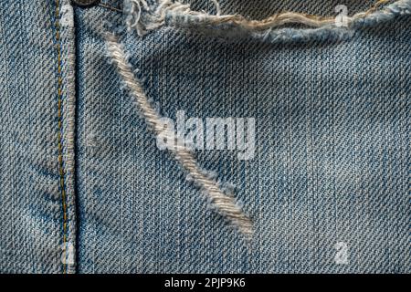 Blauer Jeans-Hintergrund oder Denim-Struktur. Nahaufnahme Stockfoto