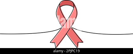 Hilft bei der Sensibilisierung durch eine Linie farbige durchgehende Zeichnung. Welt-Aids-Tag-Symbol durchgehende einzeilige, farbenfrohe Abbildung. Lineare Vektordarstellung Stock Vektor