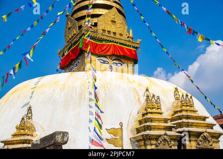 UNESCO-Weltkulturerbe Swayambhunath Affentempel der Buddhisten und Hindus in Kathmandu Nepal Stockfoto