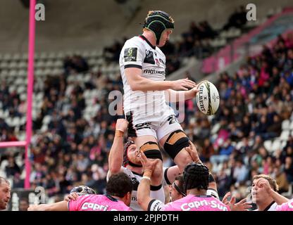 Paris, Frankreich. 01. April 2023. Felix Lambey aus Lyon während des EPCR Challenge Cup, Runde 16, Rugby-Gewerkschaftsspiel zwischen Stade Francais Paris und Lyon OU am 1. April 2023 im Jean Bouin Stadion in Paris, Frankreich - Foto Jean Catuffe/DPPI Credit: DPPI Media/Alamy Live News Stockfoto