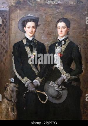 John Everett Millais Gemälde; Zwillinge; Kate und Grace Hoare, 1876. Millais war einer der Gründer der Bruderschaft vor der Raphaelite; englischer Maler. Stockfoto