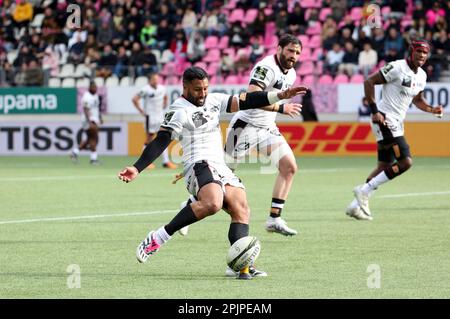 Paris, Frankreich. 01. April 2023. Lima Sopoaga aus Lyon während des EPCR Challenge Cup, Runde 16, Rugby-Gewerkschaftsspiel zwischen Stade Francais Paris und Lyon OU (LOU) am 1. April 2023 im Jean Bouin-Stadion in Paris, Frankreich - Photo Jean Catuffe/DPPI Credit: DPPI Media/Alamy Live News Stockfoto