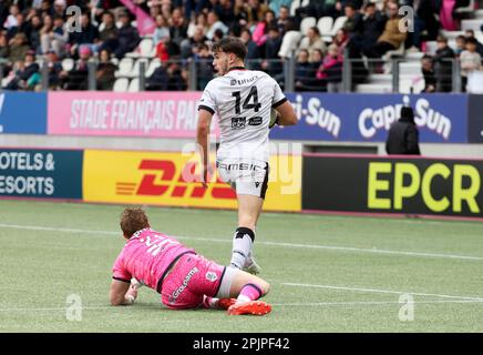 Paris, Frankreich. 01. April 2023. Ethan Dumortier von Lyon während des EPCR Challenge Cup, Runde 16, Rugby-Gewerkschaftsspiel zwischen Stade Francais Paris und Lyon OU (LOU) am 1. April 2023 im Jean Bouin-Stadion in Paris, Frankreich - Photo Jean Catuffe/DPPI Credit: DPPI Media/Alamy Live News Stockfoto