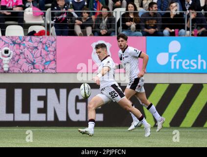 Paris, Frankreich. 01. April 2023. Fletcher Smith aus Lyon anlässlich des EPCR Challenge Cup, Runde 16, Rugby-Gewerkschaftsspiel zwischen Stade Francais Paris und Lyon OU (LOU) am 1. April 2023 im Jean Bouin Stadion in Paris, Frankreich - Photo Jean Catuffe/DPPI Credit: DPPI Media/Alamy Live News Stockfoto