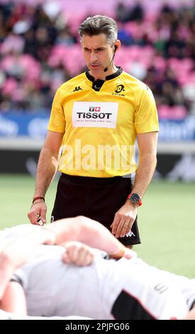 Paris, Frankreich. 01. April 2023. Schiedsrichter Frank Murphy aus Irland während DES EPCR Challenge Cup, Runde 16, Rugby-Gewerkschaftsspiel zwischen Stade Francais Paris und Lyon OU (LOU) am 1. April 2023 im Jean Bouin-Stadion in Paris, Frankreich - Photo Jean Catuffe/DPPI Credit: DPPI Media/Alamy Live News Stockfoto