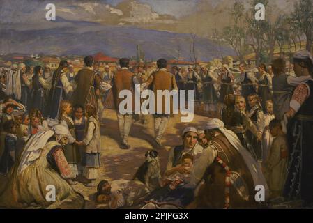 Ivan Mrkvicka (1856-1938). Tschechischer Maler. Round Dance (Shopsko Horo), 1892. Teilnahme der Kunstabteilung der Plovdiv-Ausstellung 1892. National Art Gallery Sofia. Bulgarien. Stockfoto