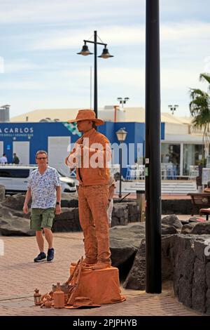 Lebender Entertainer der Statue, LanzaroteFebruar 2023 Stockfoto