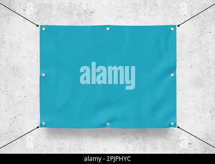 Türkisfarbenes Outdoor Tarpaulin Banner 3D Rendering für Veranstaltungen und Werbeaktionen Stockfoto