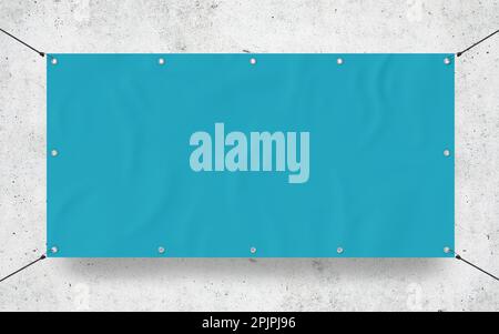 Türkisfarbenes Outdoor Tarpaulin Banner 3D Rendering für Veranstaltungen und Werbeaktionen Stockfoto