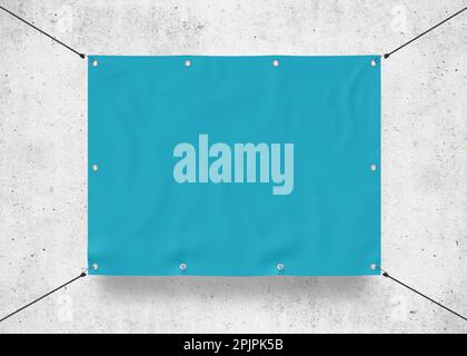 Türkisfarbenes Outdoor Tarpaulin Banner 3D Rendering für Veranstaltungen und Werbeaktionen Stockfoto