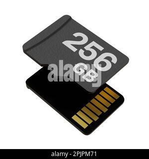 Speicherkarte mit 256 GB Speicherkapazität, microSD-Flash-Speicher Stockfoto