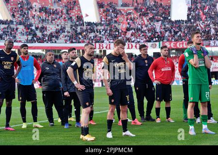 Bari, Italien. 01. April 2023. Enttäuschung Benevento Calcio während SSC Bari vs. Benevento Calcio, italienisches Fußballspiel der Serie B in Bari, Italien, April 01 2023 Kredit: Independent Photo Agency/Alamy Live News Stockfoto