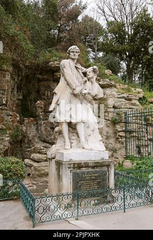 Statue von Pierre Puget (1620-1694), Jardin de la Colline Puget, Saint Victor, Marseille, Bouches-du-Rhone, Provence, Frankreich, Mittelmeerraum, Europa Stockfoto