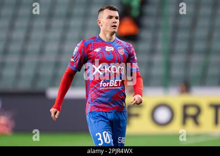 Vladyslav Kochergin aus Rakow Czestochowa beim Fußballspiel der UEFA