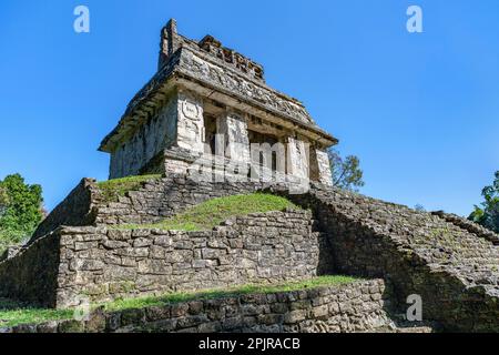 Der alte Maya-Tempel der Sonne, Palenque, Chiapas, Yucatán, Mexiko Stockfoto