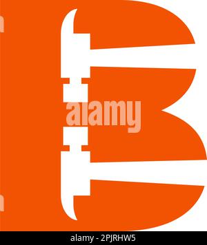 Design mit dem Logo „B Hammer“ für Konstruktion, Herstellung und Reparatur Stock Vektor