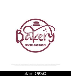 Einfaches Bakery Logo Design Illustration, am besten für Brot und Kuchen Shop, Lebensmittel Getränke Shop Logo Logo Vorlage Stock Vektor