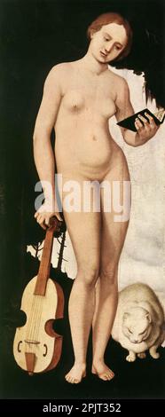 Musik. Das Gemälde ist vom deutschen Renaissance-Künstler Hans Baldung. Als er jung war, malte er viel mit der Farbe Grün, die ihm den noch immer gebräuchlichen Spitznamen von Hans Baldung Grien einbrachte. Stockfoto