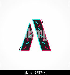 Abstraktes Glitch-Effekt-Logo-Design mit dem Buchstaben „A“ der Unternehmensidentität Stock Vektor