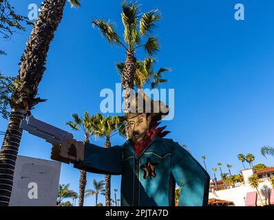 Metallic Art Nachbildung des Cowboy Shootout in der Altstadt von San Diego, Kalifornien, USA Stockfoto