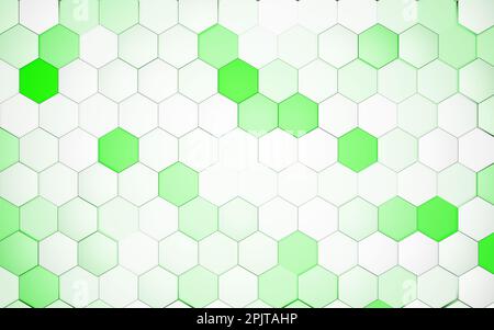 Abstraktes technologisches sechseckiges Hintergrund-3D-Rendering. Hintergrundtextur der Wand. Wand mit strukturierten Sechsecken. Wabendesign im Hintergrund Stockfoto