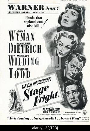 JANE WYMAN MARLENE DIETRICH MICHAEL WILDING und RICHARD TODD in LAMPENFIEBER 1950 Regisseur ALFRED HITCHCOCK Roman Selwyn Jepson Adaptation Alma Reville Drehbuch Whitfield Cook Warner Bros Stockfoto