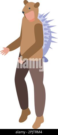 Igel-Kostümsymbol isometrischer Vektor. Tierparty. Untergeordnetes Zeichen Stock Vektor