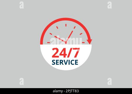 24-Stunden-Service täglich Design Vector mit Uhr Stock Vektor