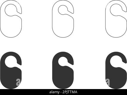 Satz mit leeren Türaufhängern oder Schranktrennschablonen. Modelle von Garderobenorganisatoren oder Türdrückern. Nicht stören, bitte anklopfen oder Papieretiketten still halten. Vektordarstellung Stock Vektor