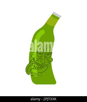 Trunkenheit-Bier-Flasche-Cartoon isoliert. Alkoholische Illustration Stock Vektor